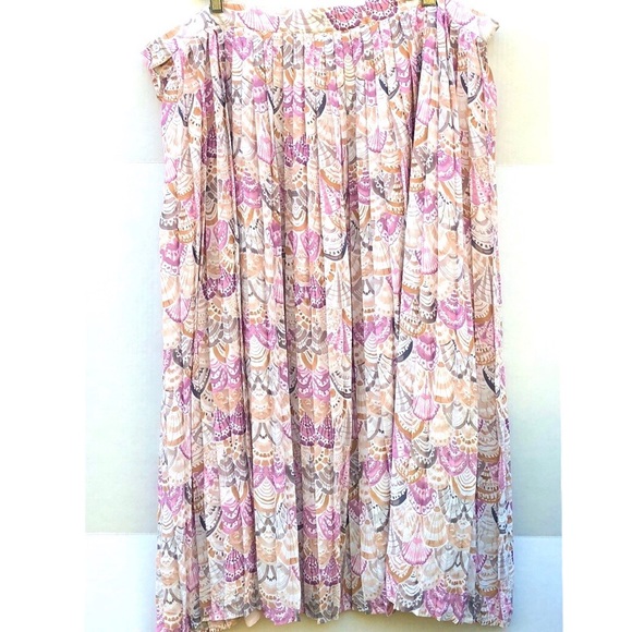 ModCloth pleated seashell print midi skirt 2X - Picture 3 of 8